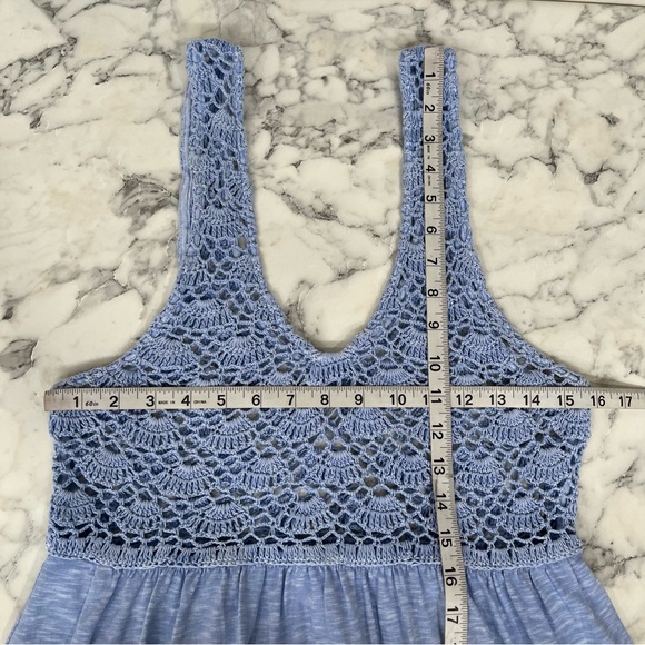 Aerie Crochet Maxi Dress Ocean Sky 100% Cotton Pockets Summer Pool Size Medium - Picture 13 of 14